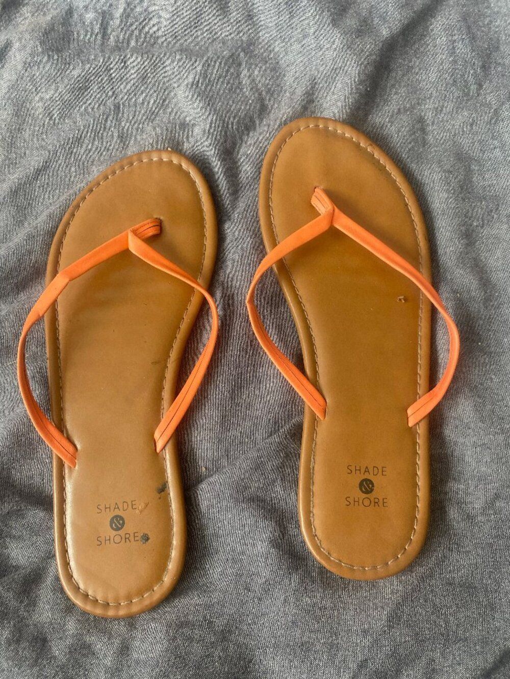 Shade & Shore Orange Thong Flip Flops